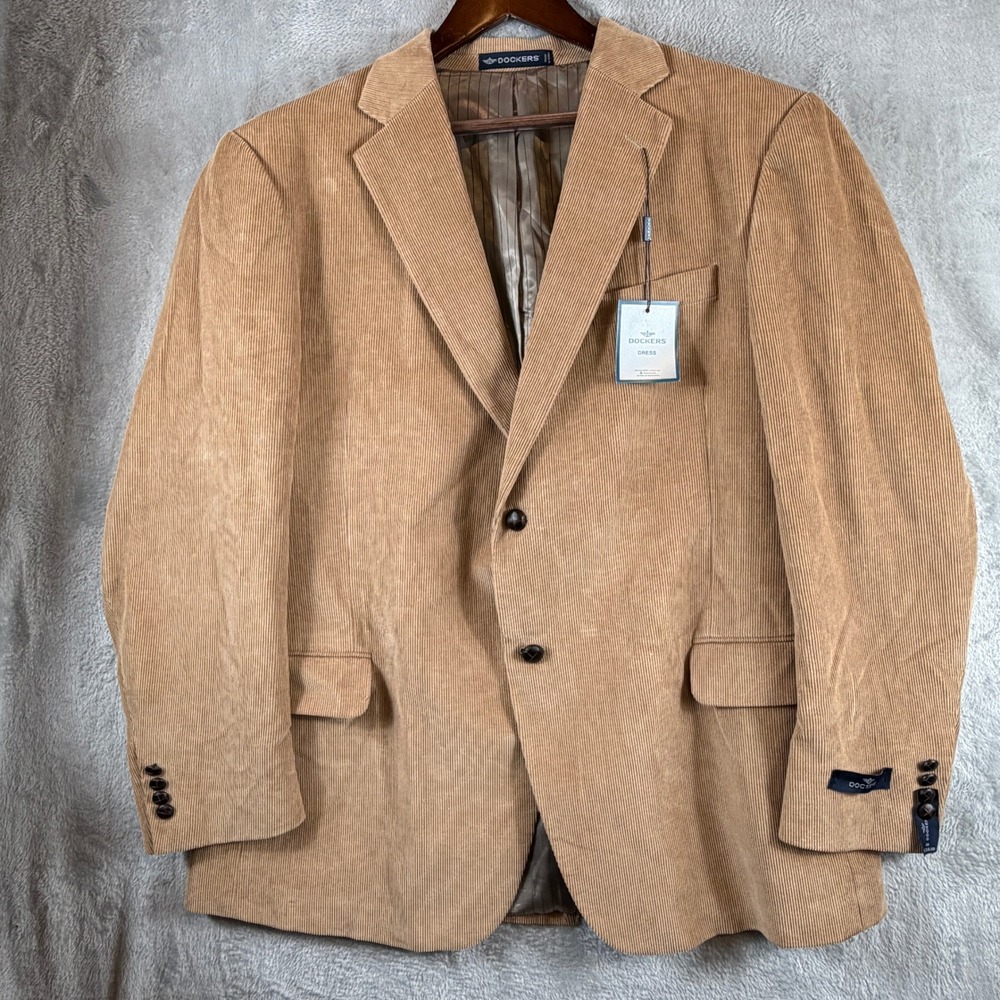 Dockers Men's 48R Beige Corduroy Blazer Sport Coat 100% Cotton NWT 2 Button